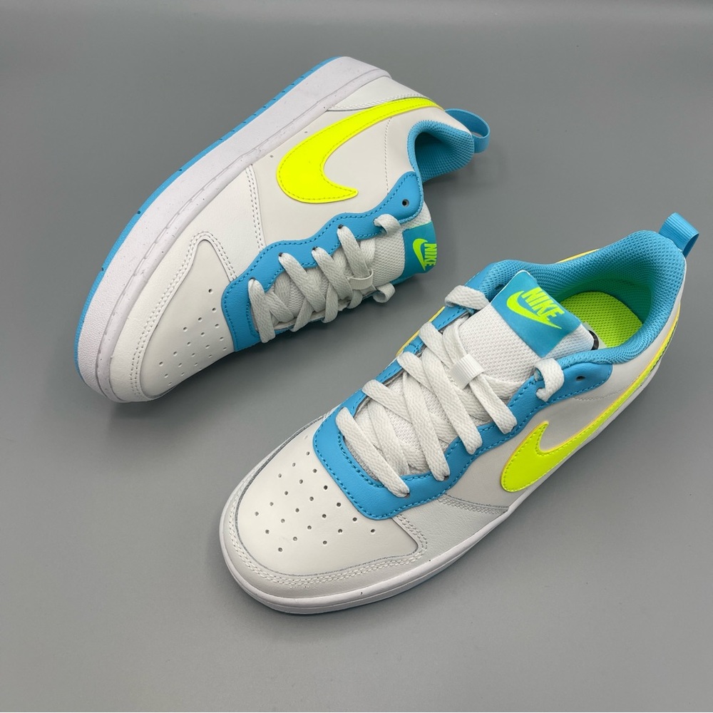 Nike Court Borough Low 2 GS /5Y 'White Baltic Blue Volt' Women's Size 6.5 - Picture 10 of 14